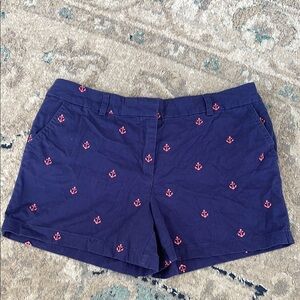 Navy Blue Anchor Print Women Shorts